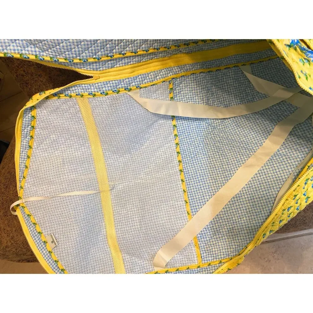 Vera Bradley Retired Katherine Yellow Blue Hanging Garment Travel Bag